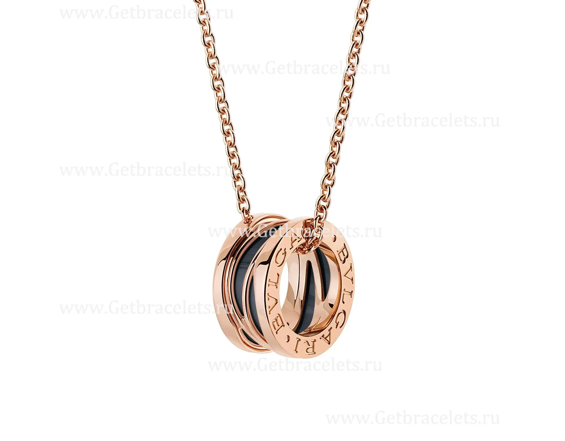 B.zero1 Design Legend Necklace with 18kt Rose Gold Chain and Pendant in Rose Gold Black Ceramic