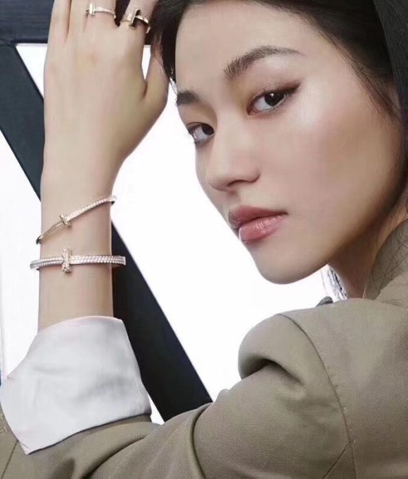 Tiffany Bracelet Dupe, T1 Wide Diamond Hinged Bangle, Platinum & Rose Gold