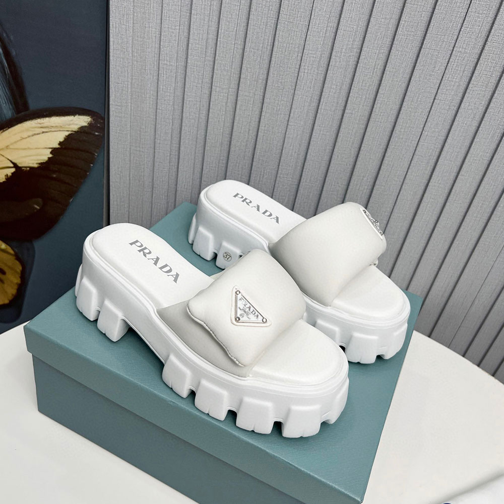 Prada Leather Platform Sandals Slide Sandal (Replica)