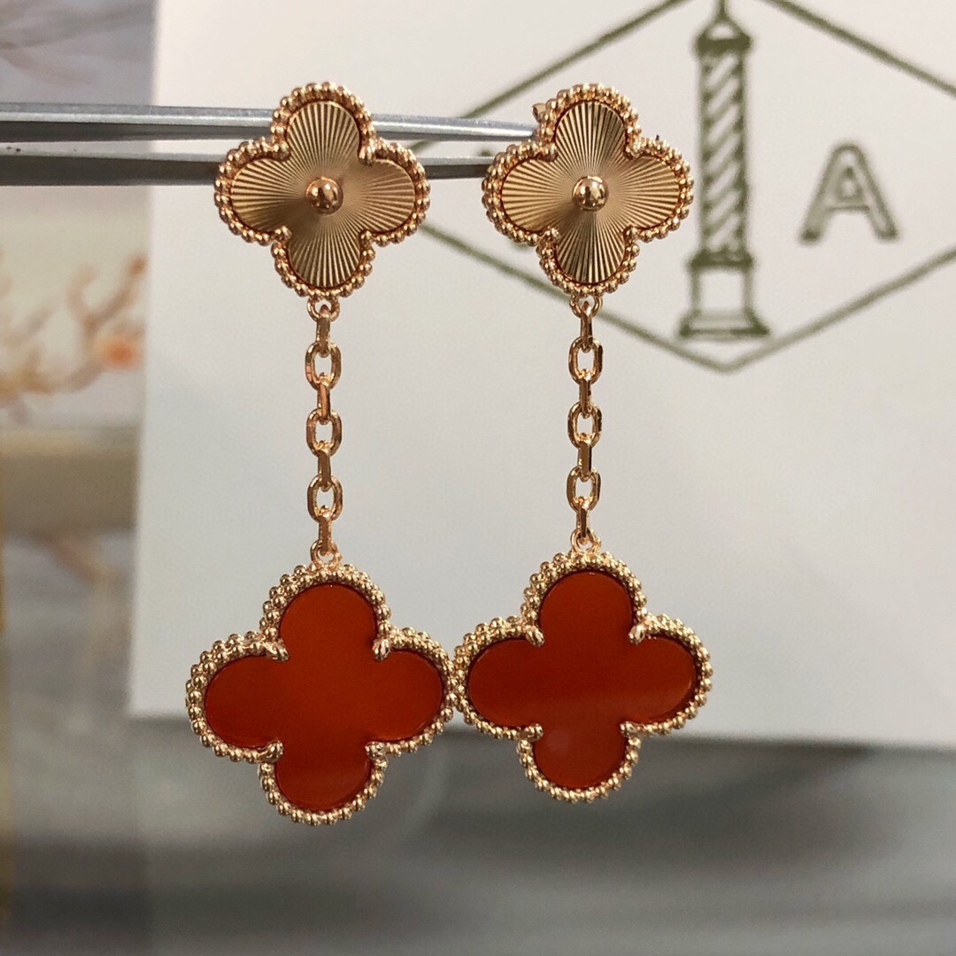 Van Cleef & Arpels Laser & Carnelian Clover Earrings, Magic Alhambra earrings, 2 motifs