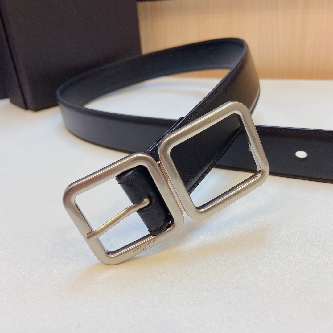 YSL Saint Laurent Leather Belts 1:1 Mirror Version