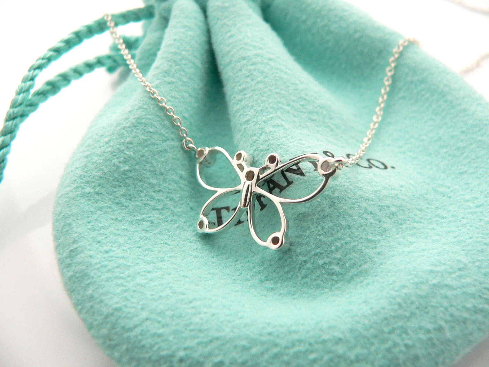 Tiffany & Co Butterfly Necklace Pink Sapphire Pendant Charm Nature Lover Gift