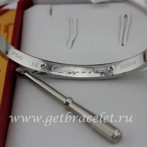 Replica Cartier White Gold Men and Women Love Bracelet 4 Diamonds B6035816 (New Version - Prevent Screws Fall Out)
