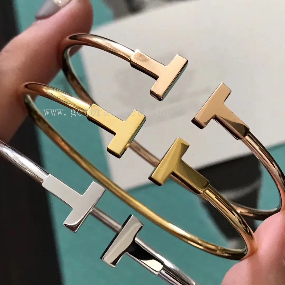 Tiffany T Wide Wire Bracelet in Yellow Gold/Rose Gold/White Gold