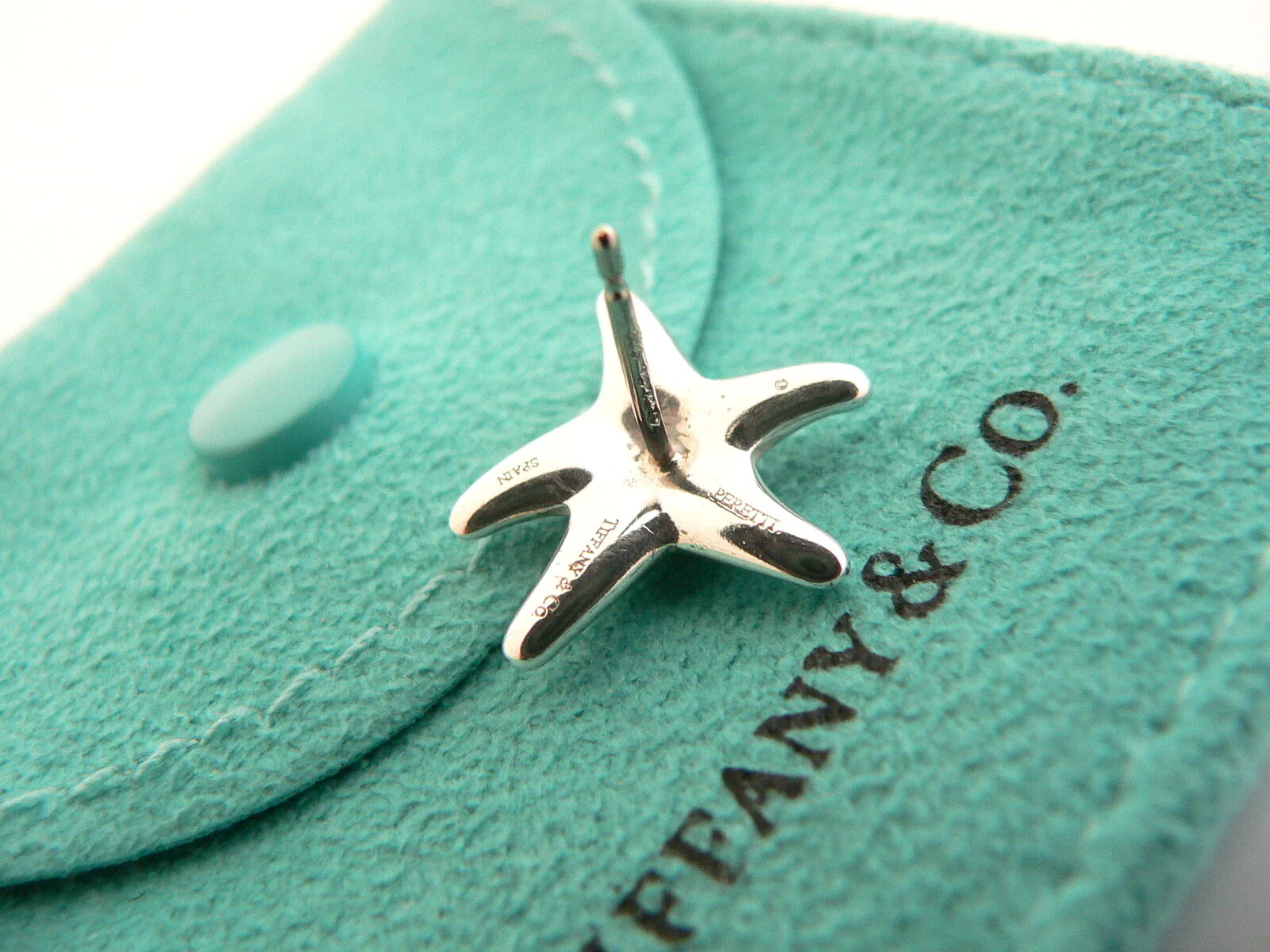 Tiffany & Co Peretti Silver Starfish Star Fish Earrings Studs Gift Pouch Love