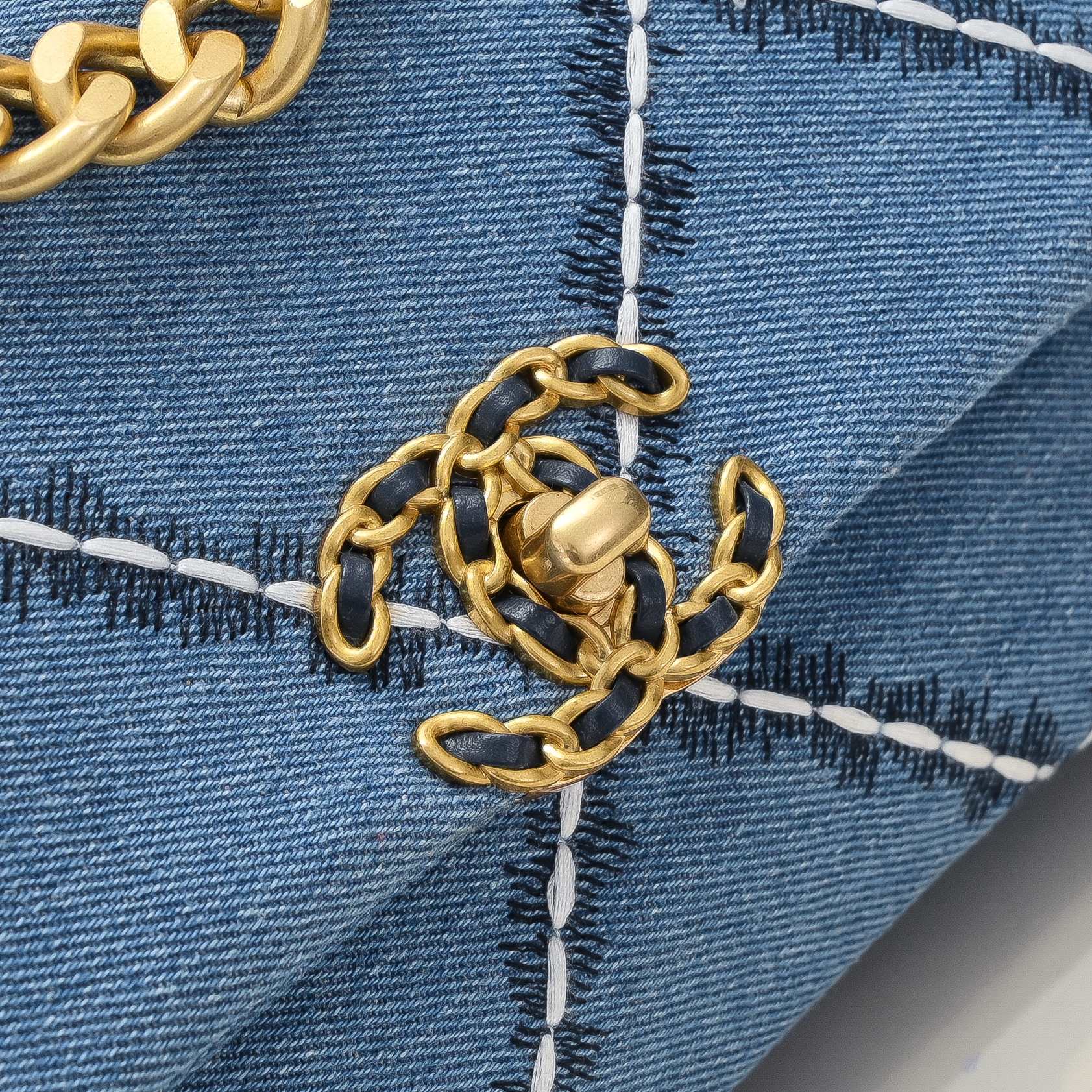 Chanel 22 Bag Classic Denim Blue Shoulder Bag Handbag