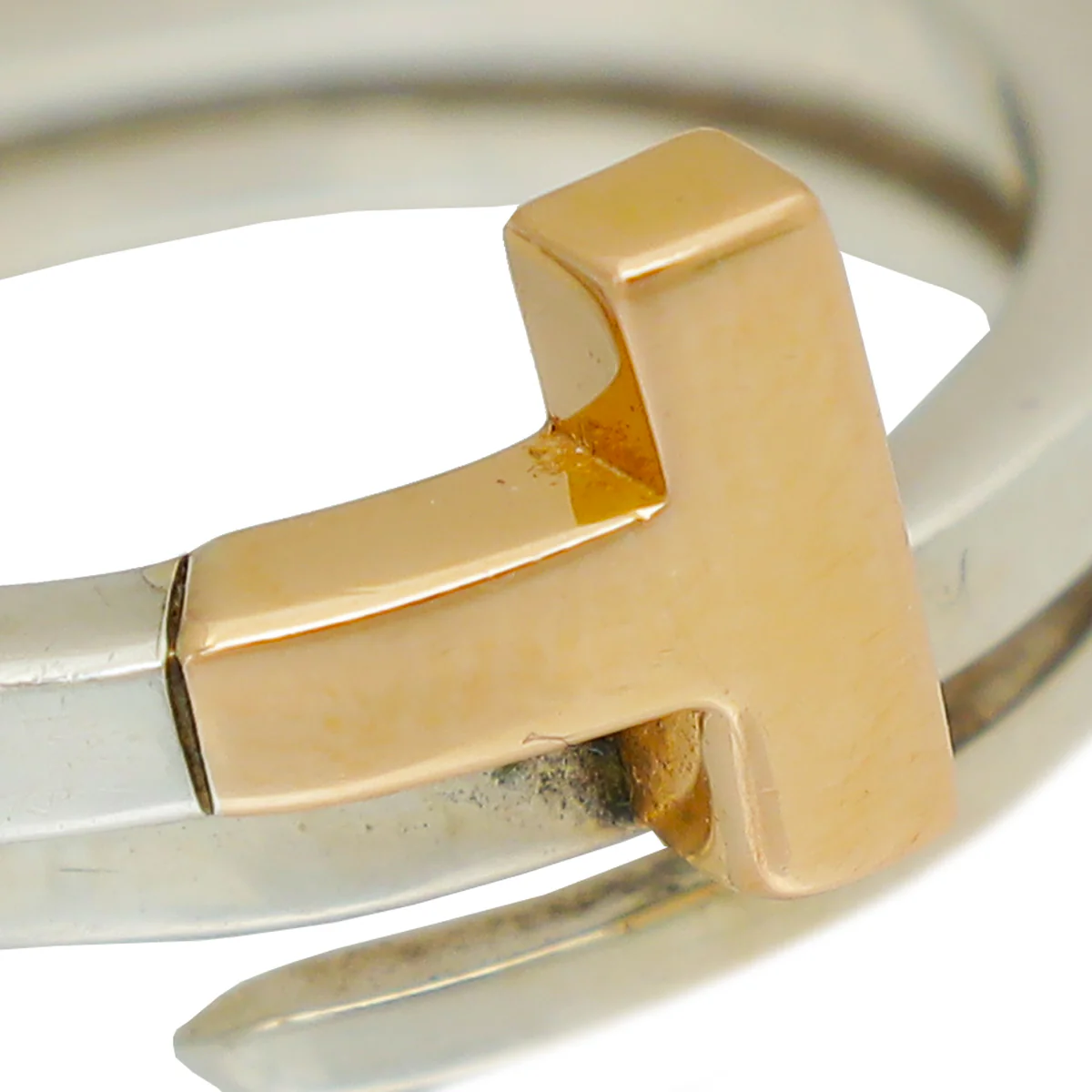 Tiffany & Co 18K Rose Gold and Silver T Wrap Ring 53