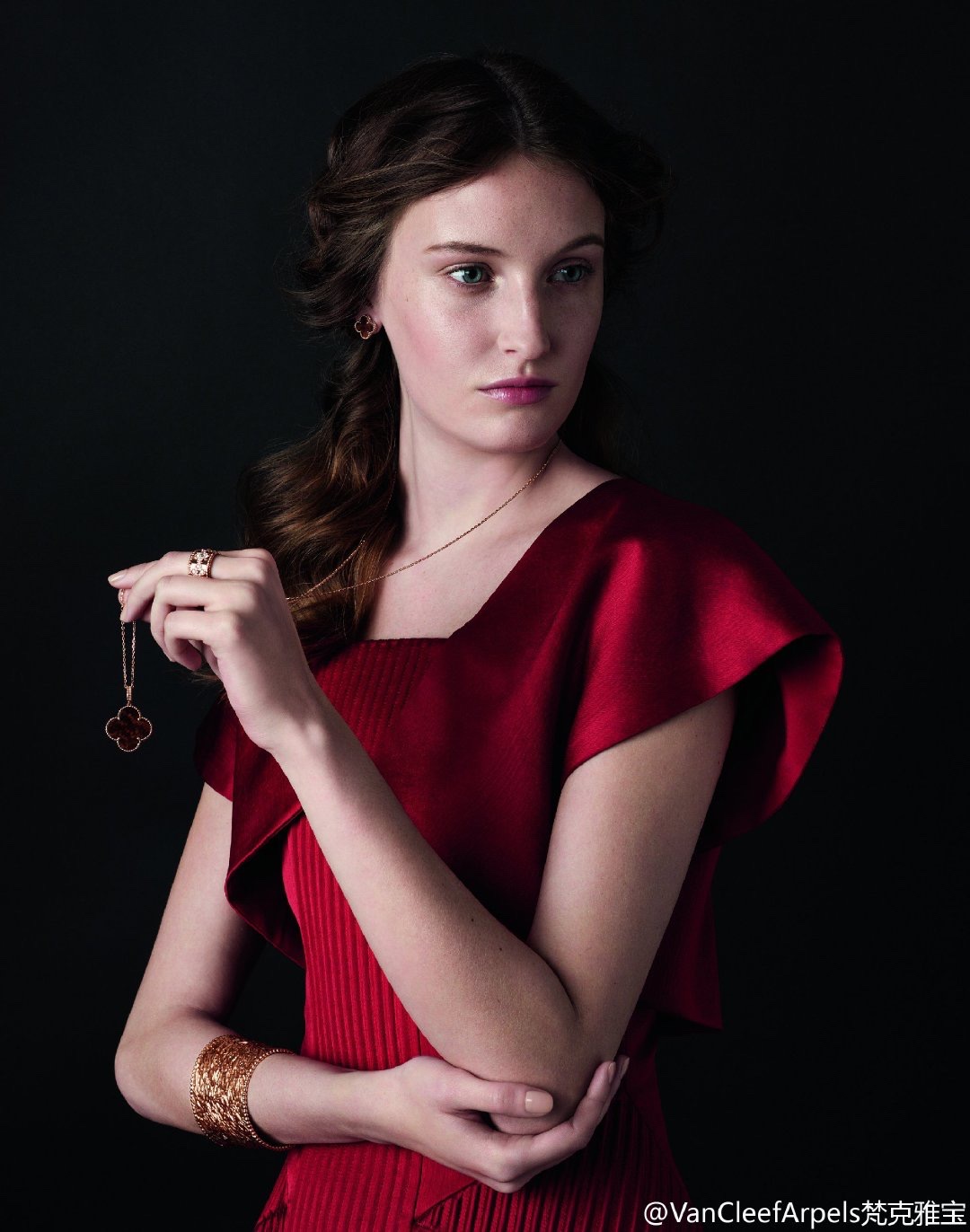 Clover Necklace,Van Cleef Four Leaf Clover Necklace Dupe, Magic Alhambra long Necklace, Sliver & Gold-Plated & Logo Stamp