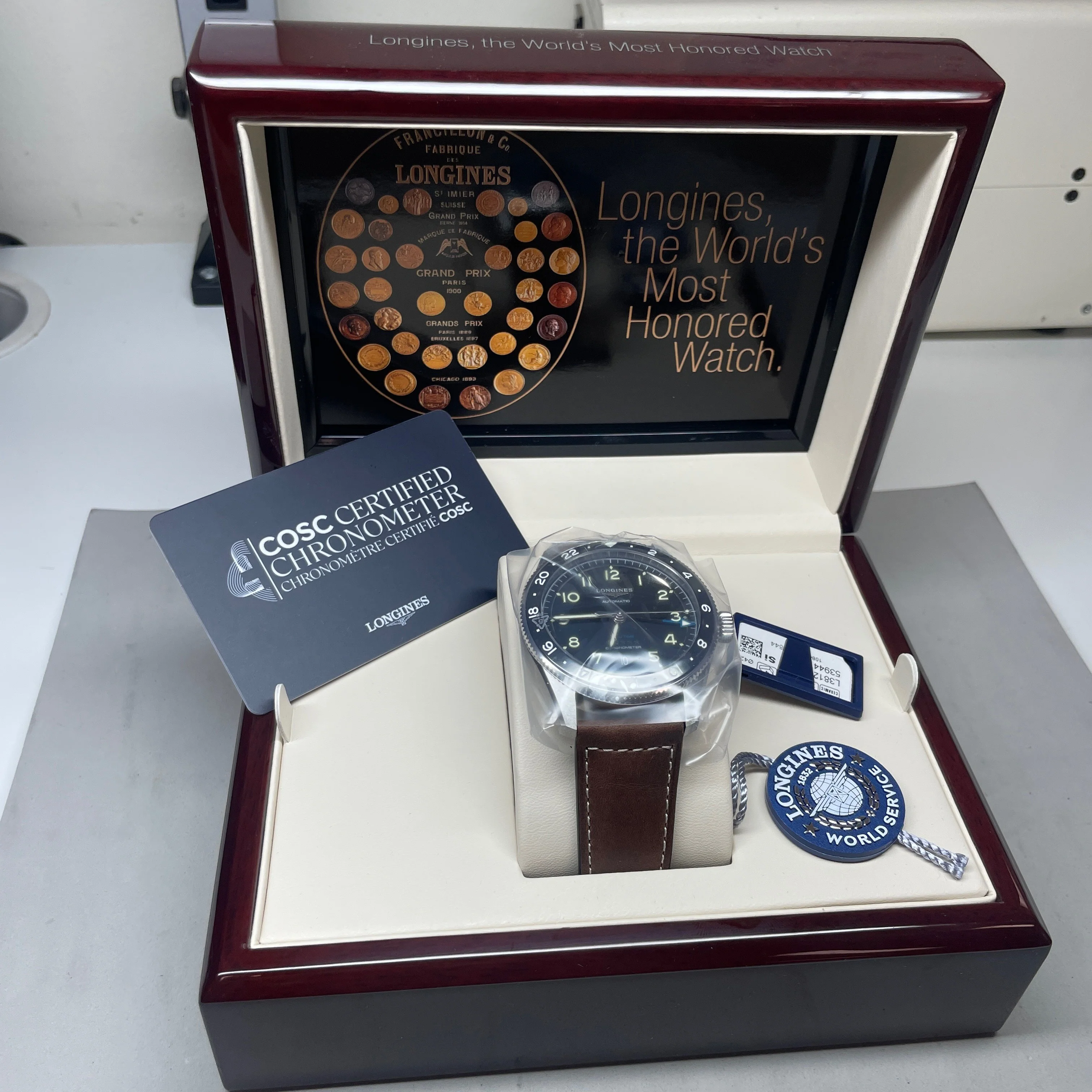 Spirit 42MM Zulu Time GMT Black Leather Steel Watch L38124532