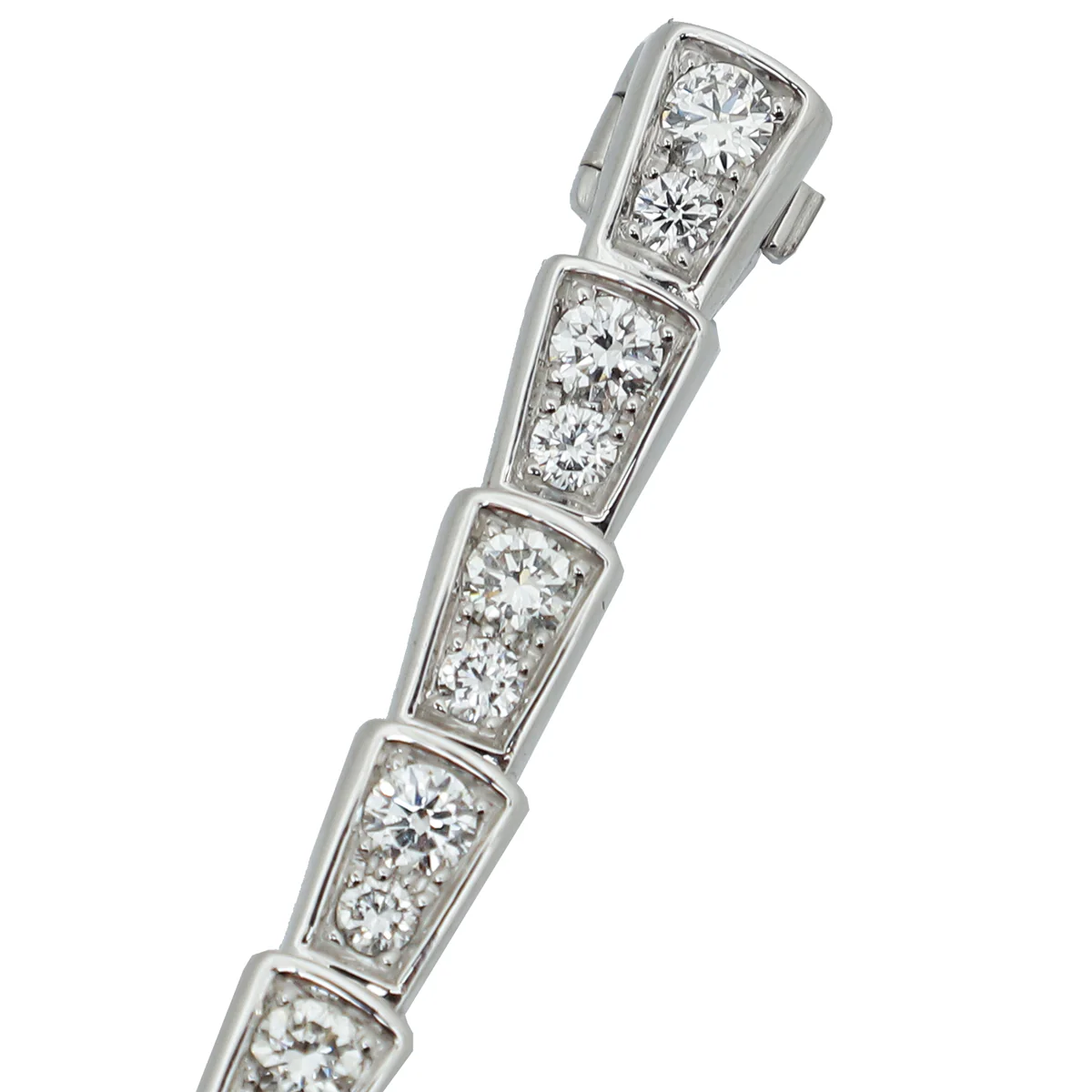 Bvlgari 18K White Gold Serpenti Viper Slim Necklace W/ Full Pave Diamonds