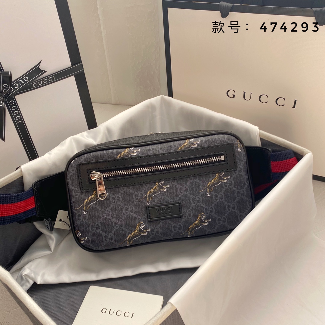 Gucci Canvas & Leather Waist Bag Belt Bag(Replica)
