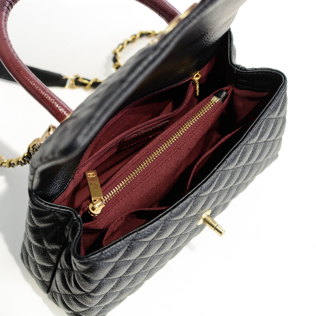 Chanel Stripe Gold Buckle Medium Shoulder Bag Handbag