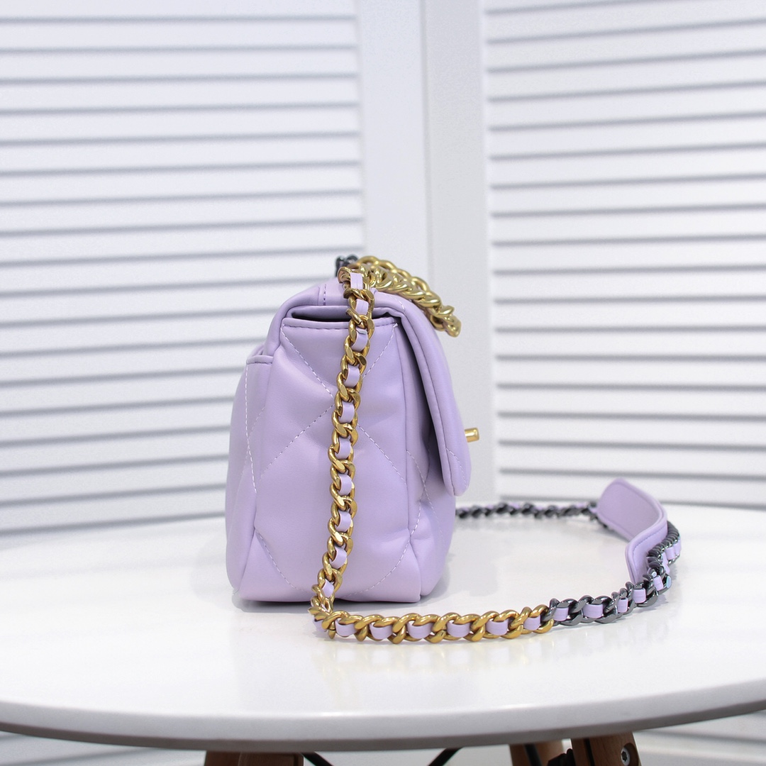 Chanel Lambskin Quilted Small 19 Flap Shoulder Bag Handbag