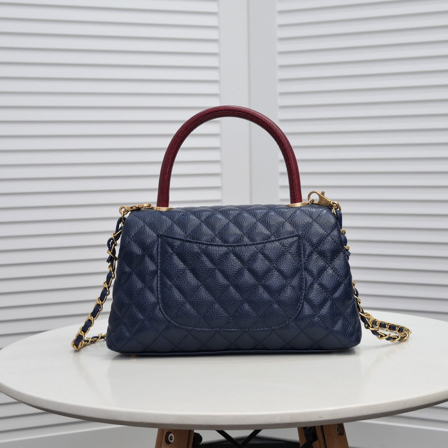 Chanel Stripe Gold Buckle Large  Shoulder Bag Handbag