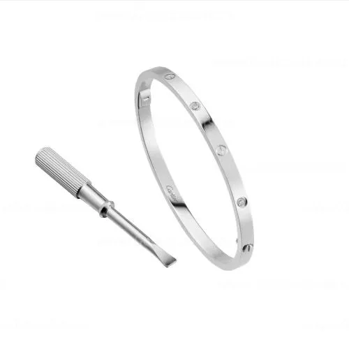 Copy Cartier Love Bracelet SM with 6 Diamonds White Gold B6047717 1:1 Version