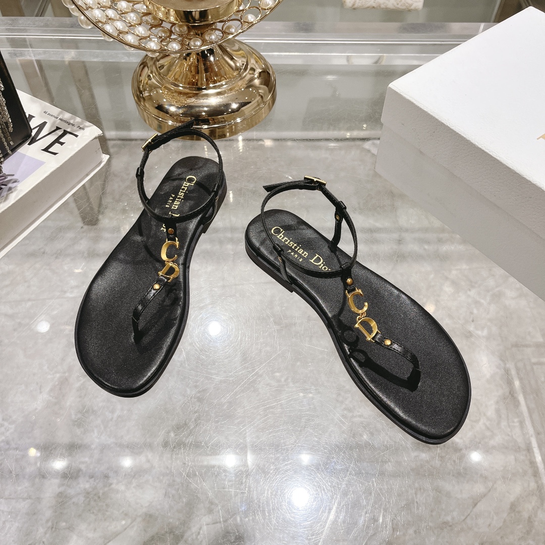Dior 2024 C'est Flat Round Toe Women's Slipper Sandals (Replica)