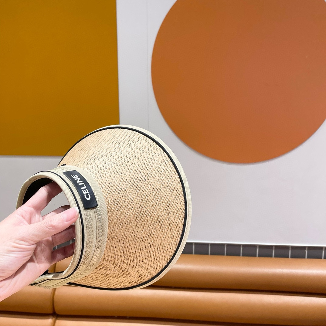 Celine  Straw Hat, Letter Hat, Empty Top Hat Sunhat （Replica）