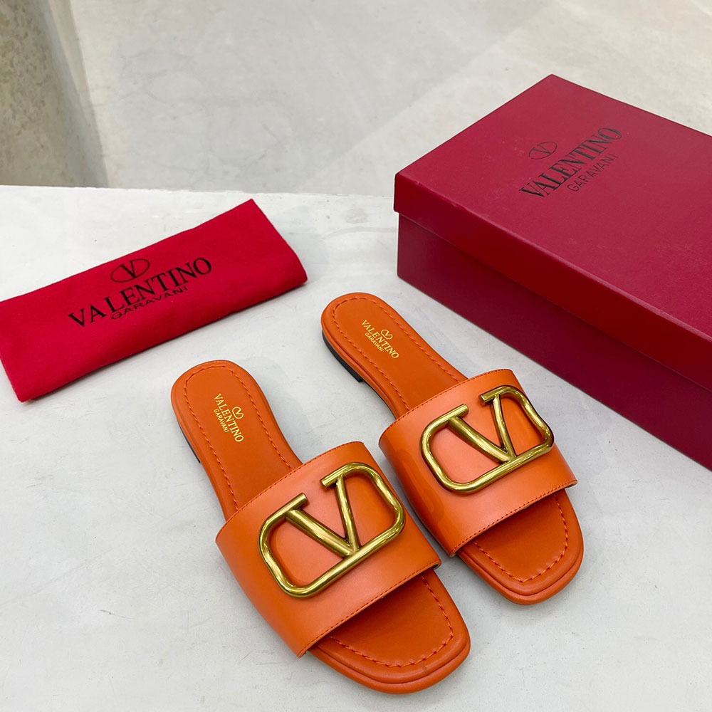 Valentino Leather Casual Fashion Flip-Flops Slide Sandal(Replica)