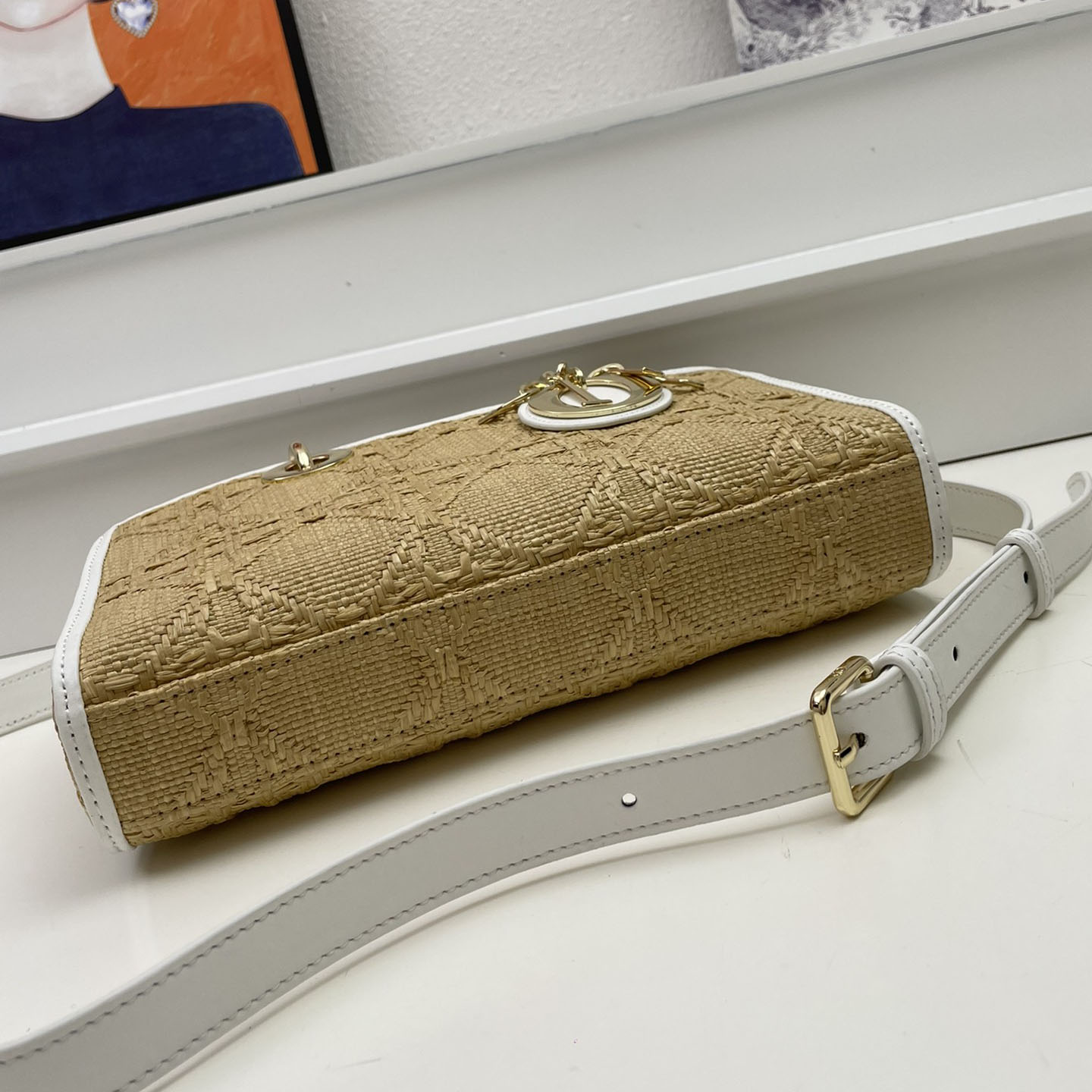 Dior Lady D-Joy Raffia Shoulder Bag Handbag