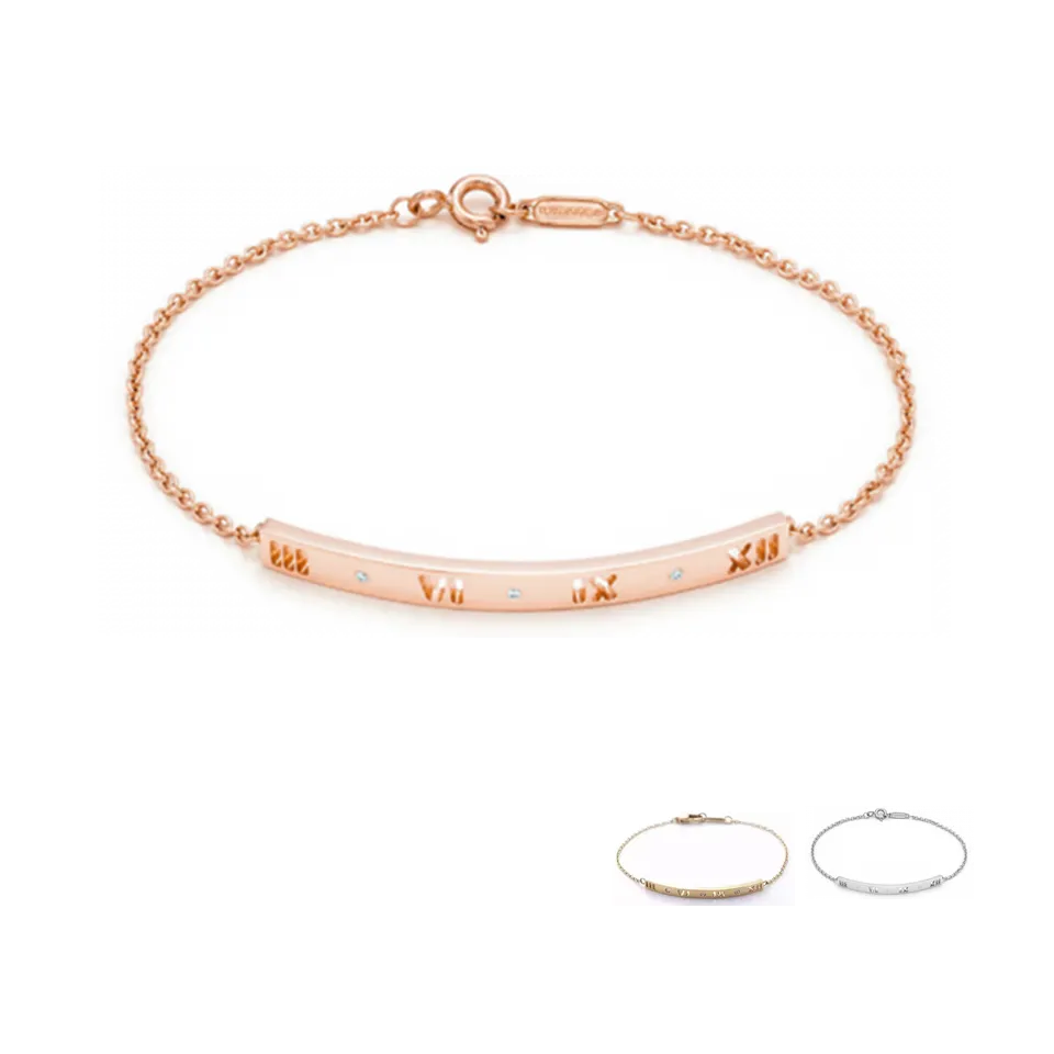 Tiffany Atlas Pierced Bar Bracelet With Crystals Rose Gold Newest Design Design Classy GRP07000/GRP09073