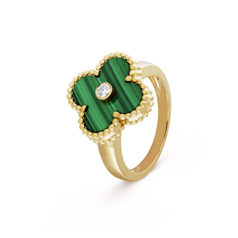 Van Cleef & Arpels Clover Ring with Diamonds Replica, Vintage Alhambra ring, Three Colours Available