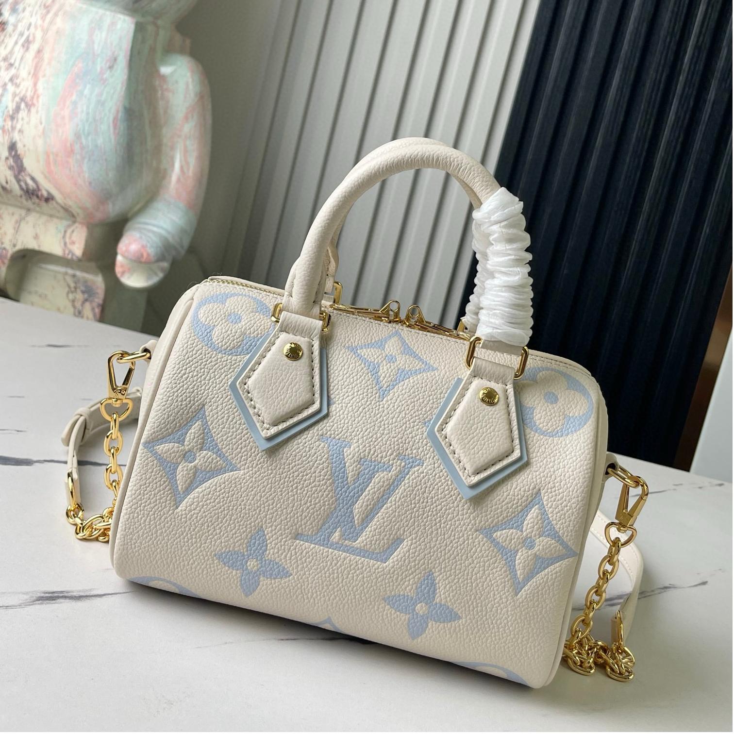 Louis Vuitton M46883 Speedy Bandoulière 20 Bicolor Monogram Empreinte Leather Blue-10A