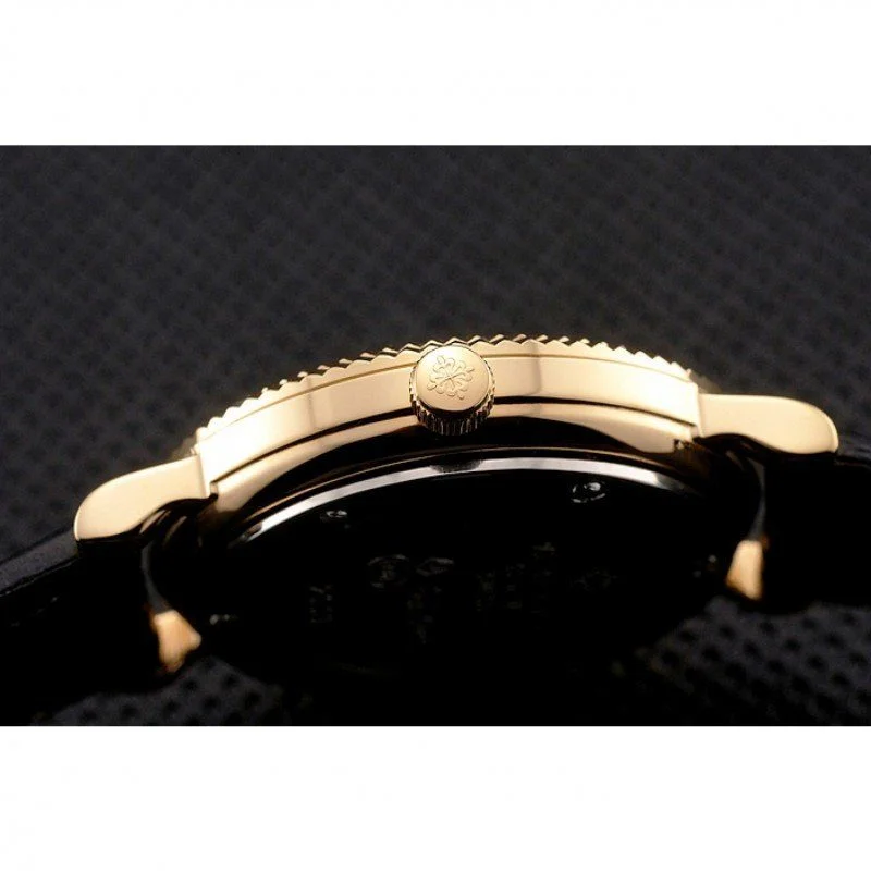 Calatrava Black Dial Roman 28 mm, Yellow Gold Plated