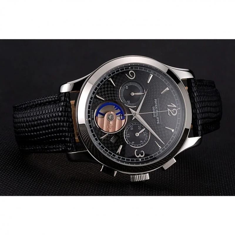 Chronograph Guilloche Dial Black 43 mm, Stainless Steel