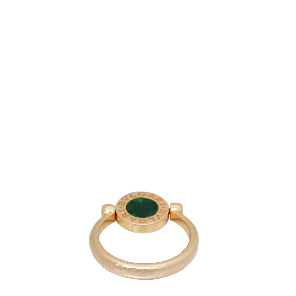 Bvlgari 18K Pink Gold Jade and Diamond Flip Ring 56