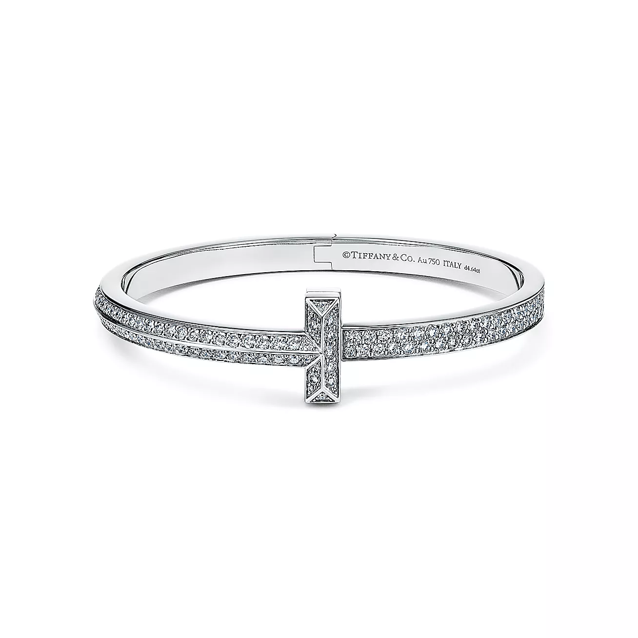 Tiffany T T1 Wide Diamond Hinged Bangle, Platinum & Rose Gold