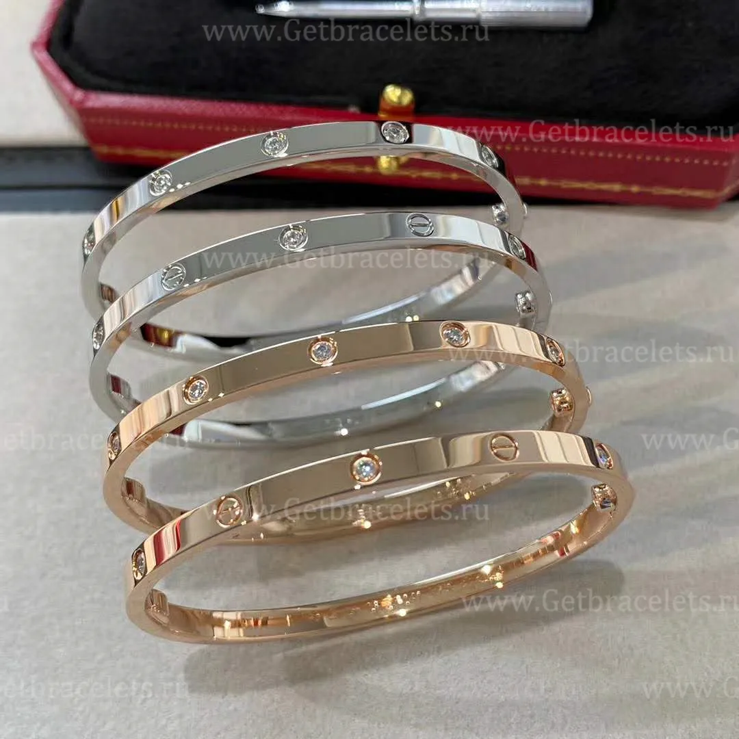 Copy Cartier Love Bracelet SM with 10 Diamonds Pink Gold B6047917