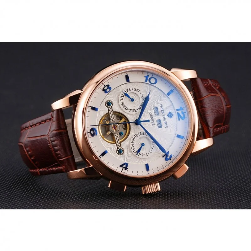 Perpetual Calendar Tourbillon Dial White 44 mm, Rose Gold Plated
