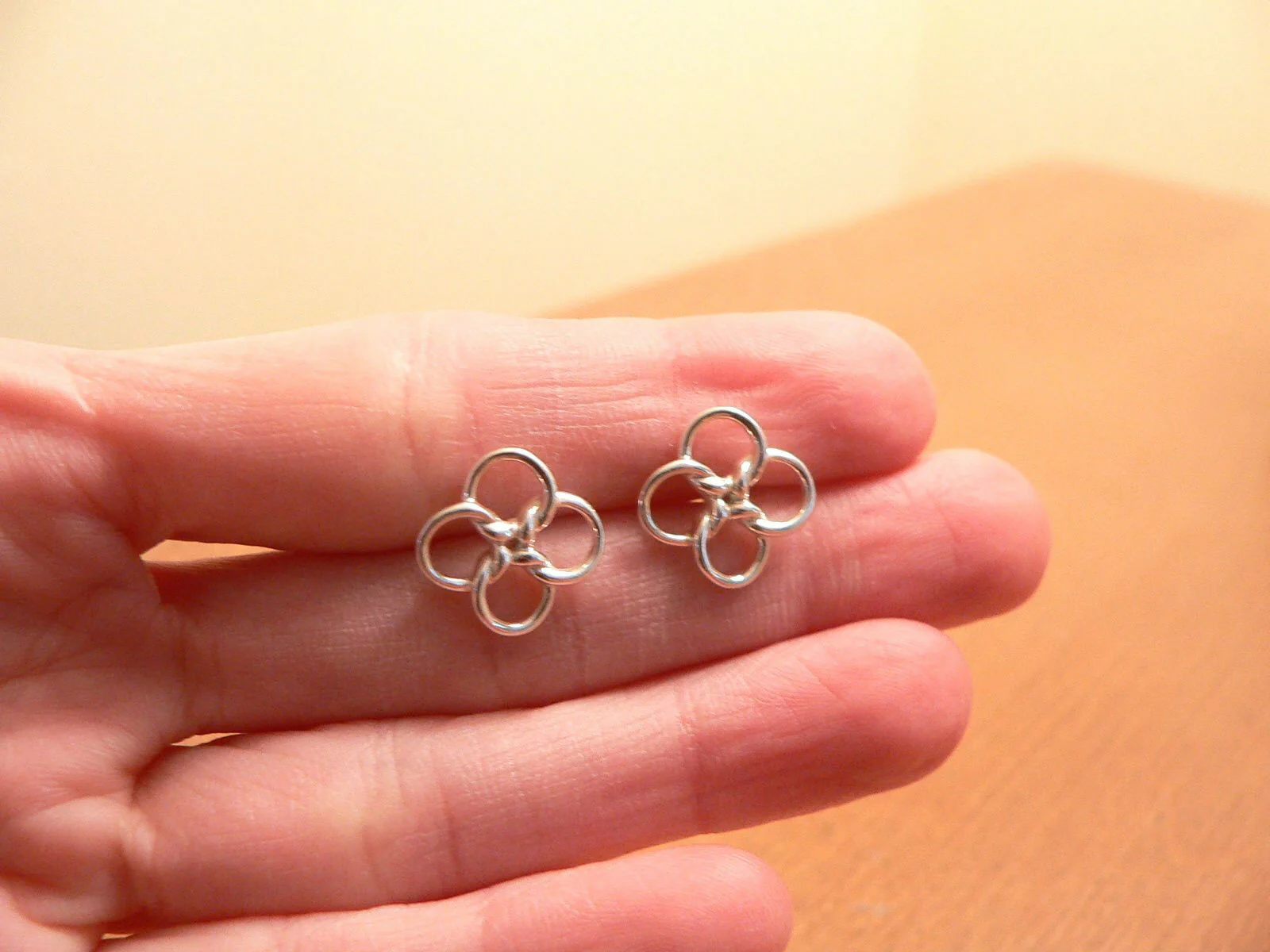 Tiffany & Co Silver Peretti Quadrifoglio Lucky Clover Earrings Studs Gift Love