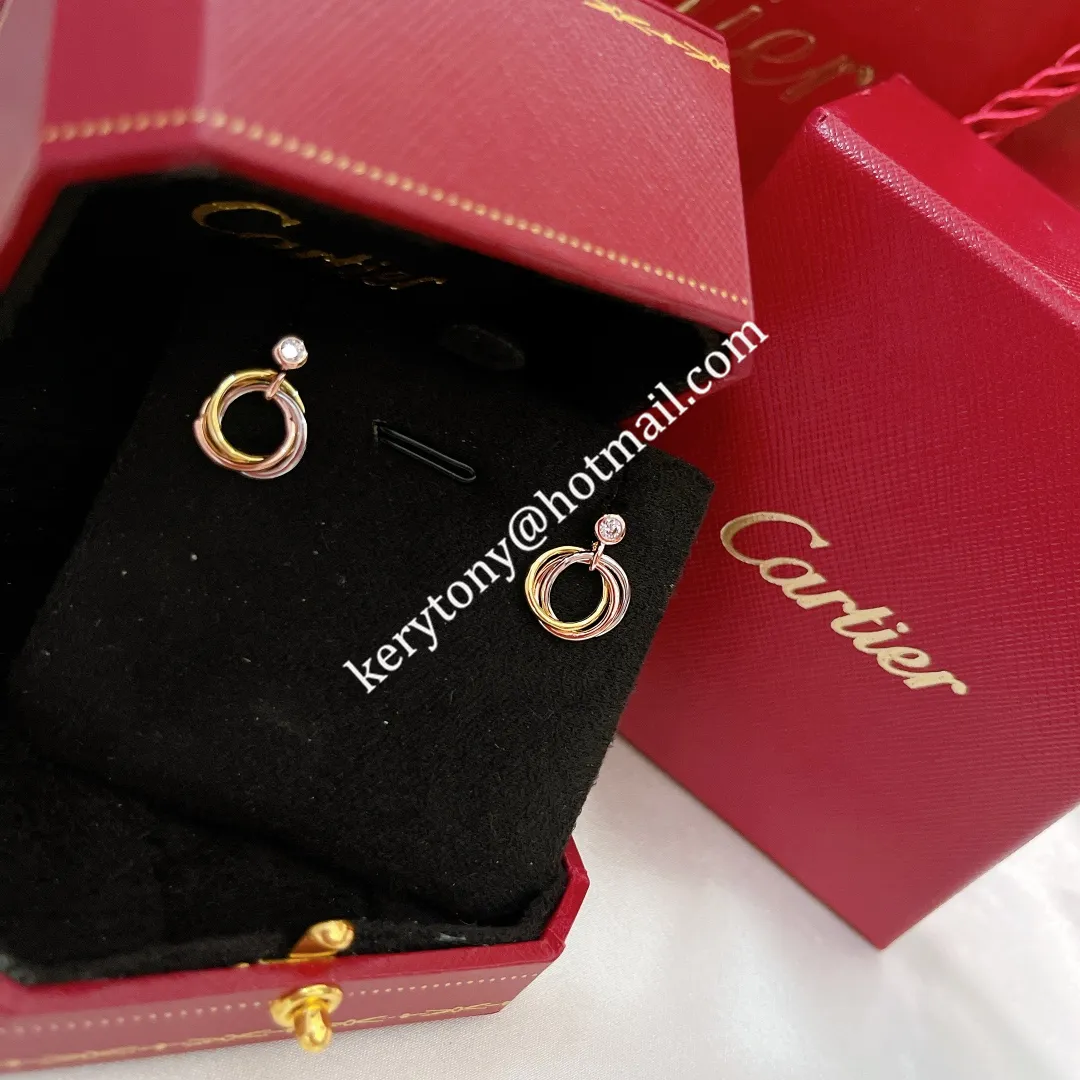 Popular Party Style Cartier Trinity Earrings White Gold/Yellow God/Rose Gold with Diamonds B8043200 For Sale