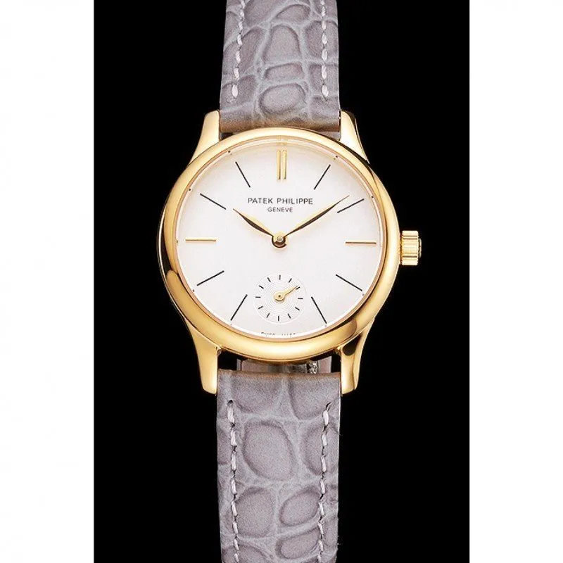 Calatrava Dial White 28 mm, Yellow Gold Plated
