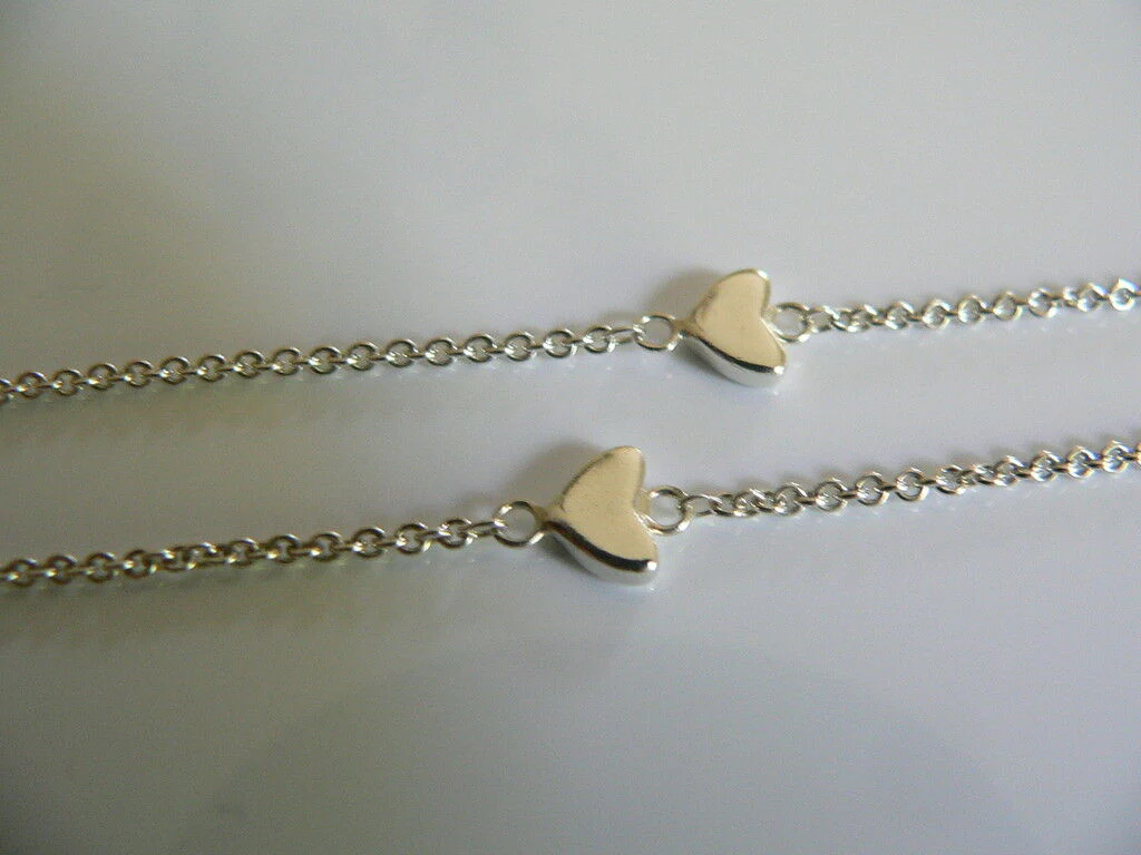Tiffany & Co Silver Heart Lariat Necklace Pendant Chain Charm Link Gift Love