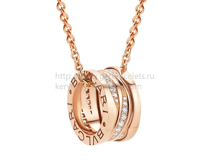 B.zero1 Design Legend Necklace with Rose Gold Pendant Set with Pave Diamonds