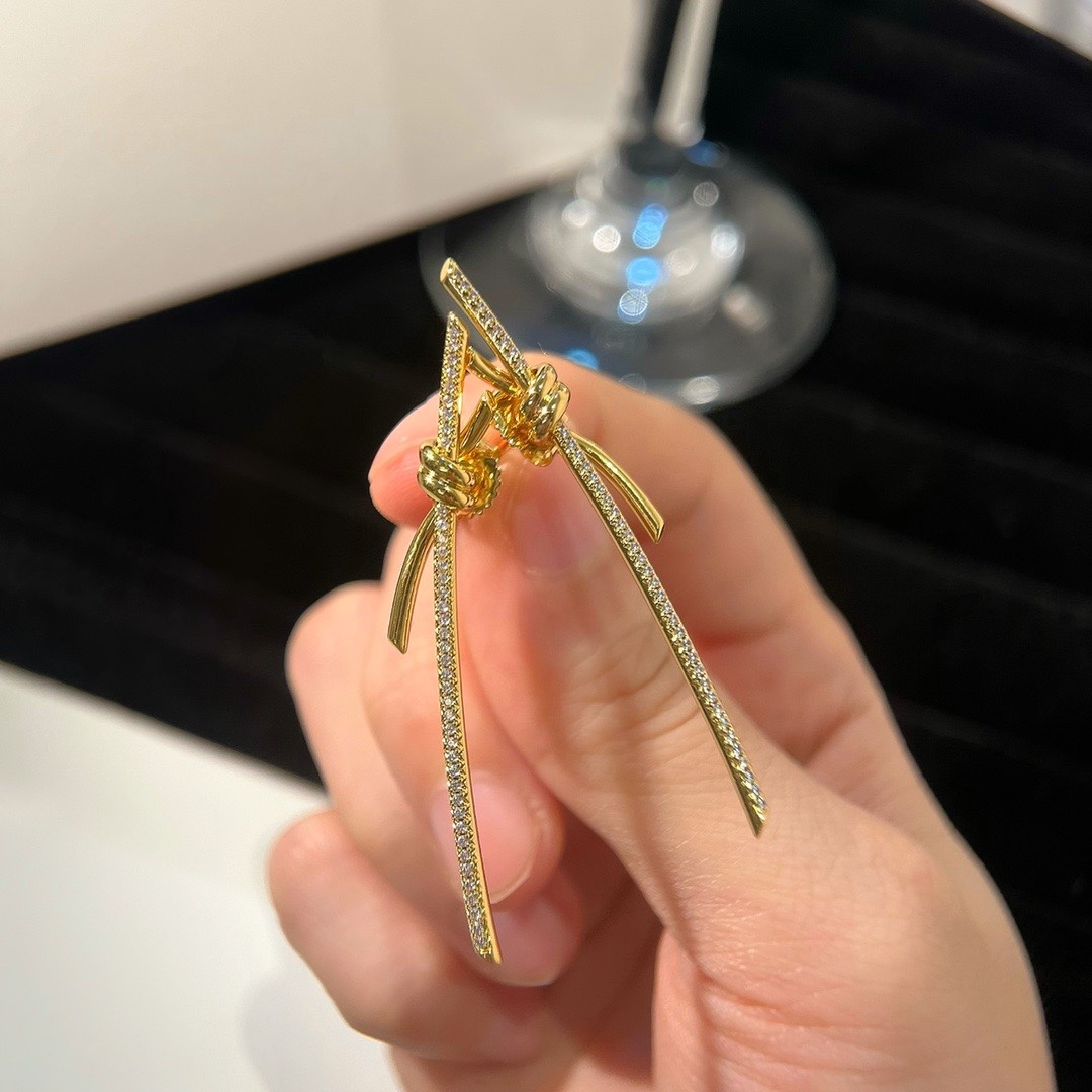 Tiffany Knot Drop Earrings, Rose Gold & Gold & White Gold