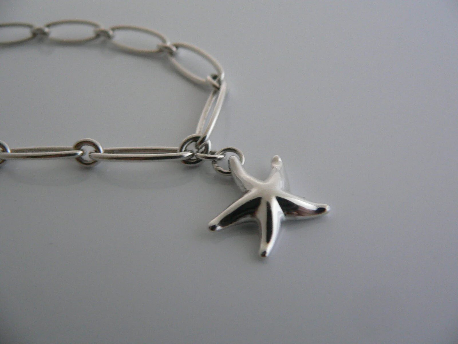 Tiffany & Co Silver Peretti Starfish Link Bracelet Bangle Oval Chain Gift Pouch