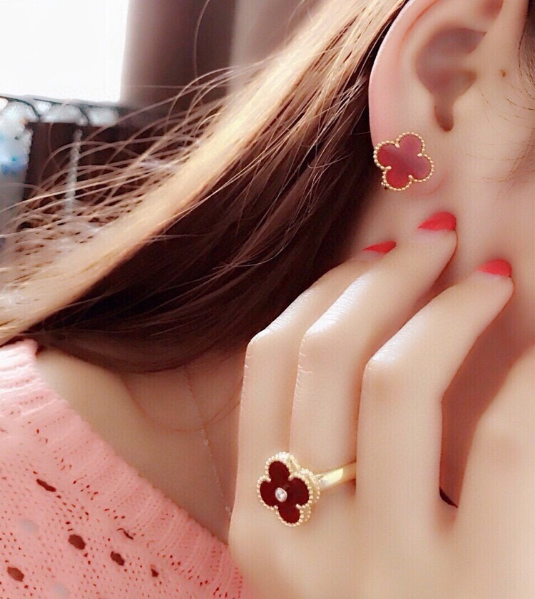 Van Cleef & Arpels Clover Ring with Diamonds Replica, Vintage Alhambra ring, Three Colours Available