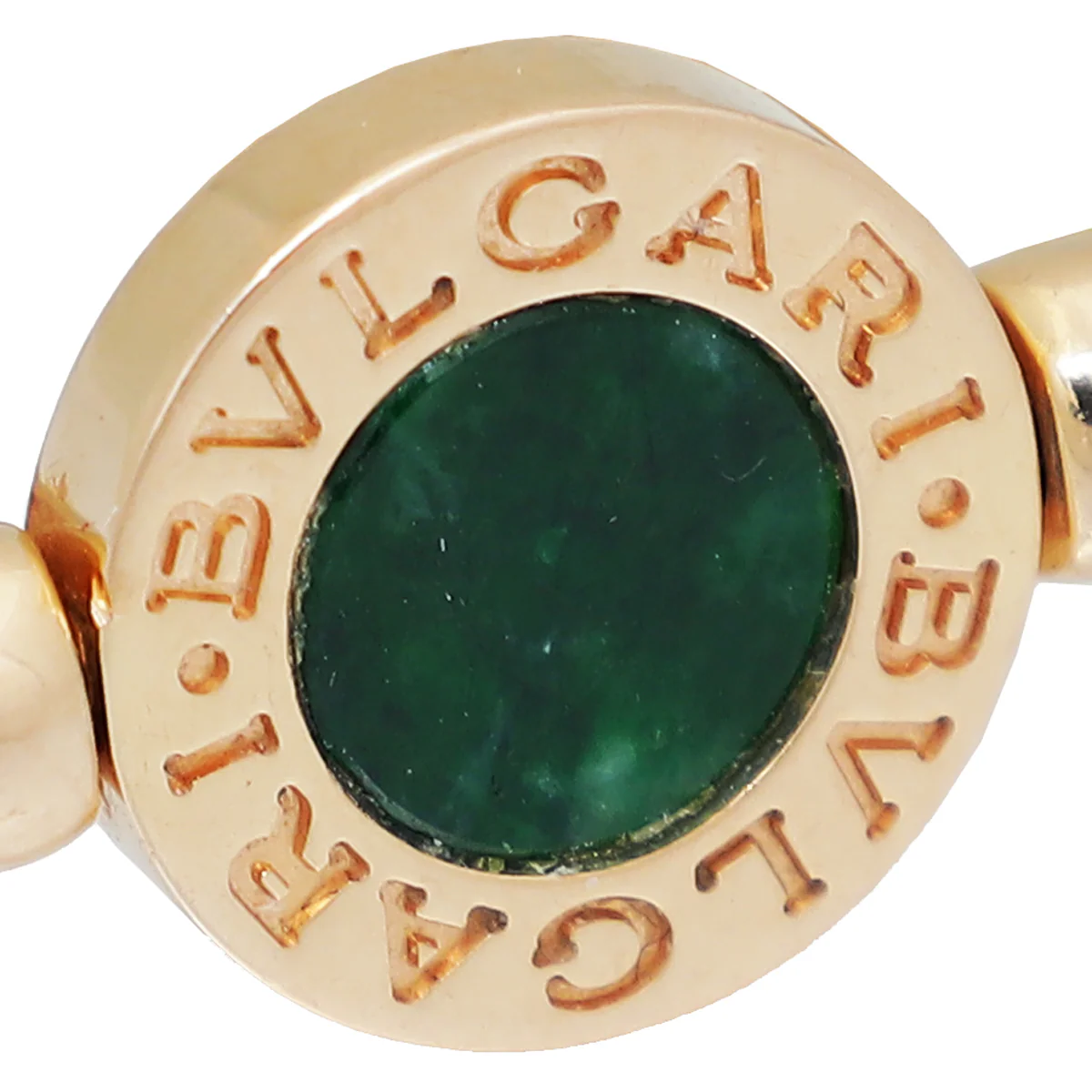 Bvlgari 18K Pink Gold Jade and Diamond Flip Ring 56