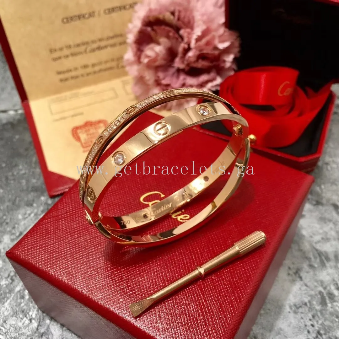 Cartier Double Love Diamond Paved Bracelet White Gold/Yellwo Gold/Rose Gold