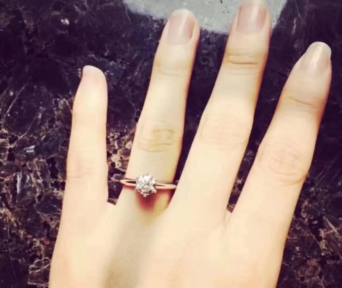 Copy Tiffany Setting One Diamond Sterling Silver Ring Valentines Day Women Gift