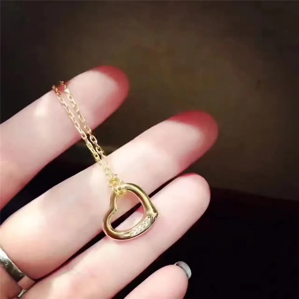 Tiffany Elsa Peretti Open Heart Pendant Studded Crystals Necklace Fashion Women Jewelry 11624294/30171179