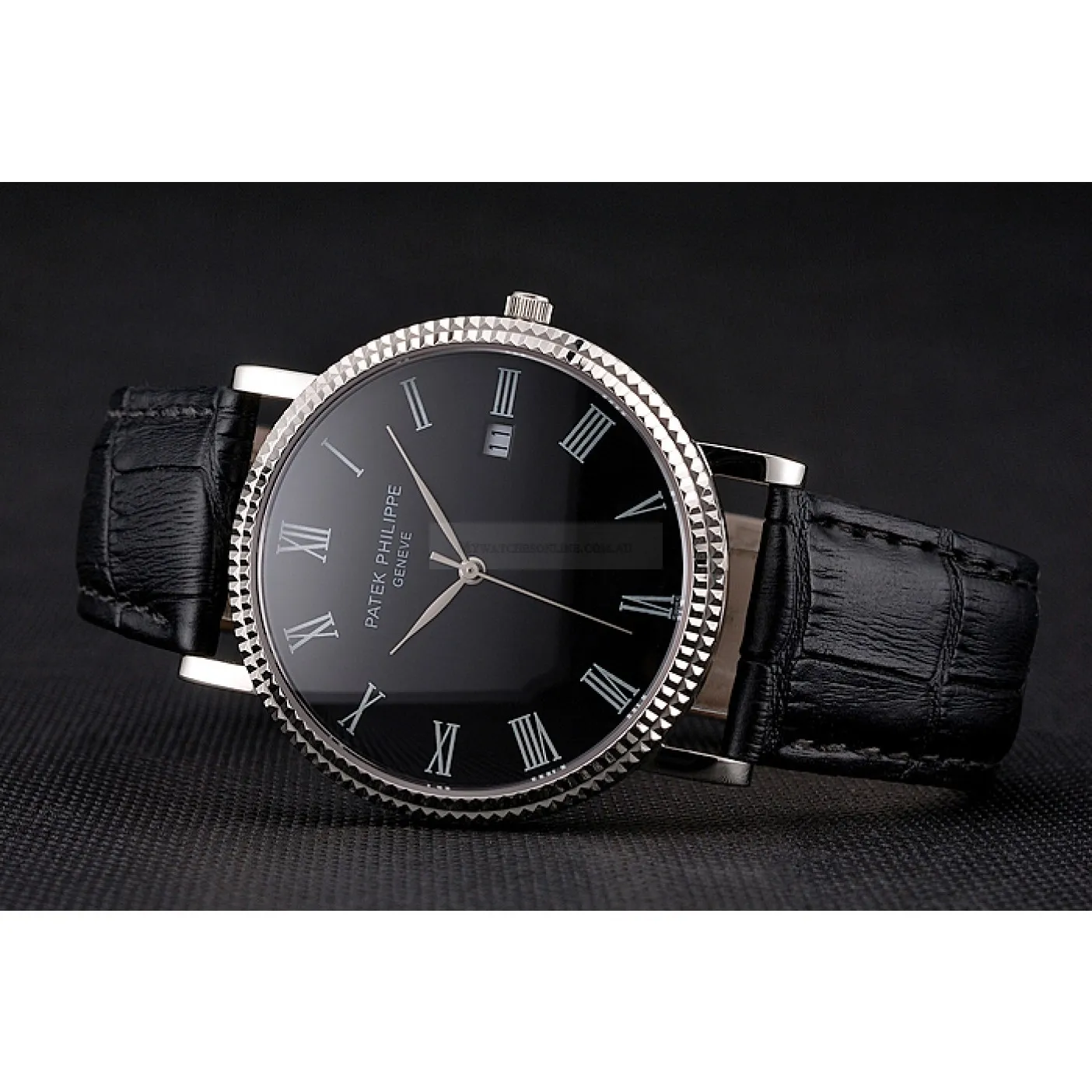 Calatrava Black Dial Roman 40 mm, Stainless Steel