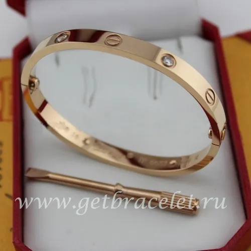 Replica Cartier Love Bracelet For Men and Women Pink Gold 4 Diamonds B6036016 (New Version - Prevent Screws Fall Out)