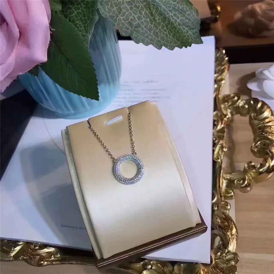 Replica Tiffany Metro Diamonds Three-row Circle Pendant Necklace Gift High-End Fine Womenl 26233151