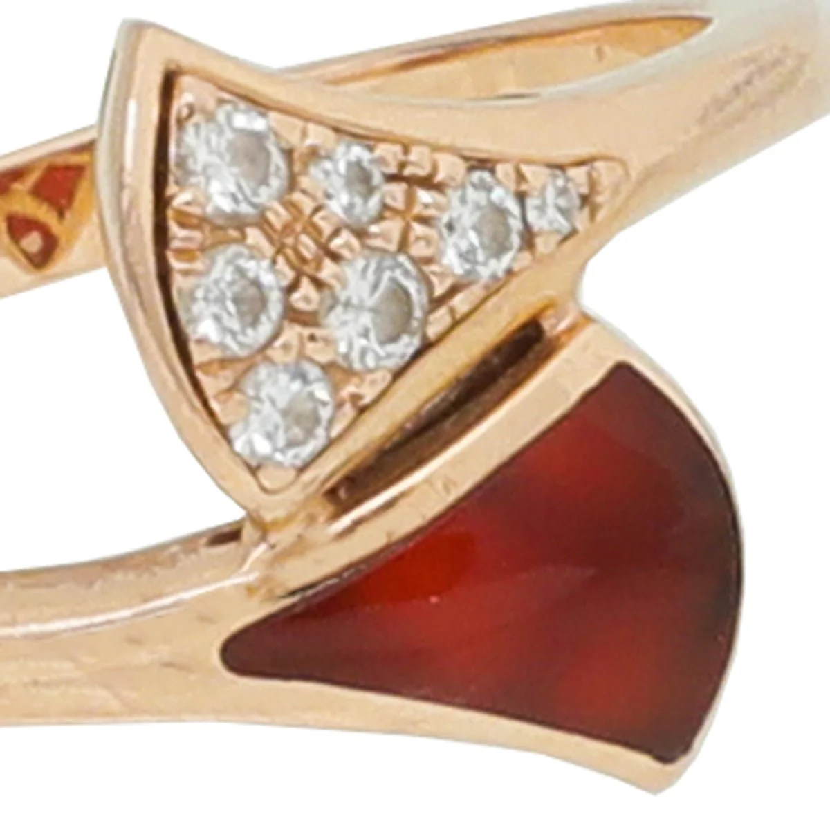 Bvlgari 18K Rose Gold Carnelian Diamond Diva's Dream Ring 53