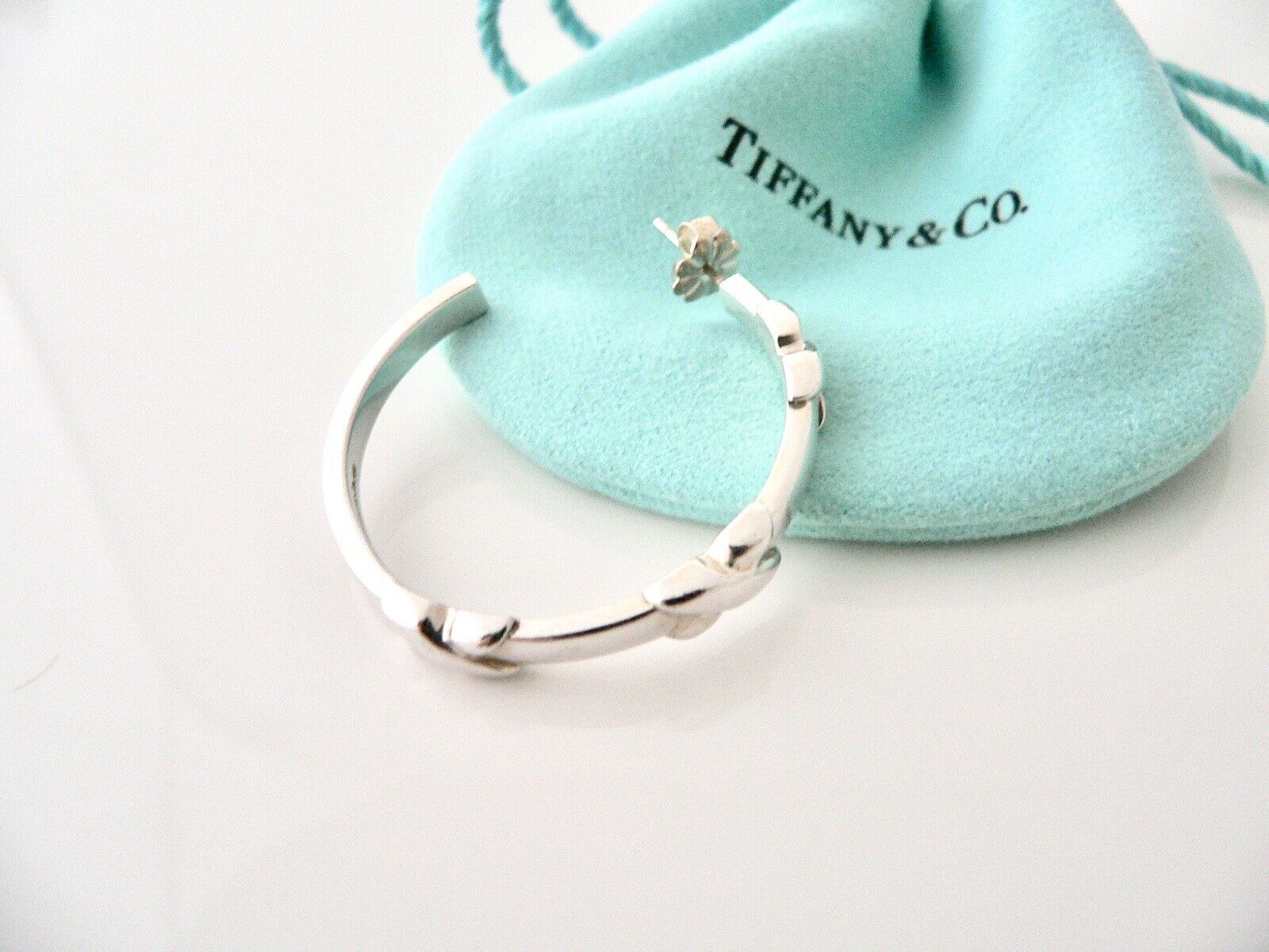 Tiffany & Co Signature X Hoop Hoops Earrings 1.4 Inch Gift Pouch Love Classic