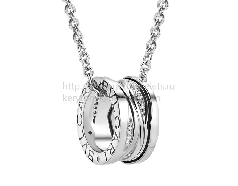 B.zero1 Design Legend Necklace with White Gold Pendant Set with Pave Diamonds